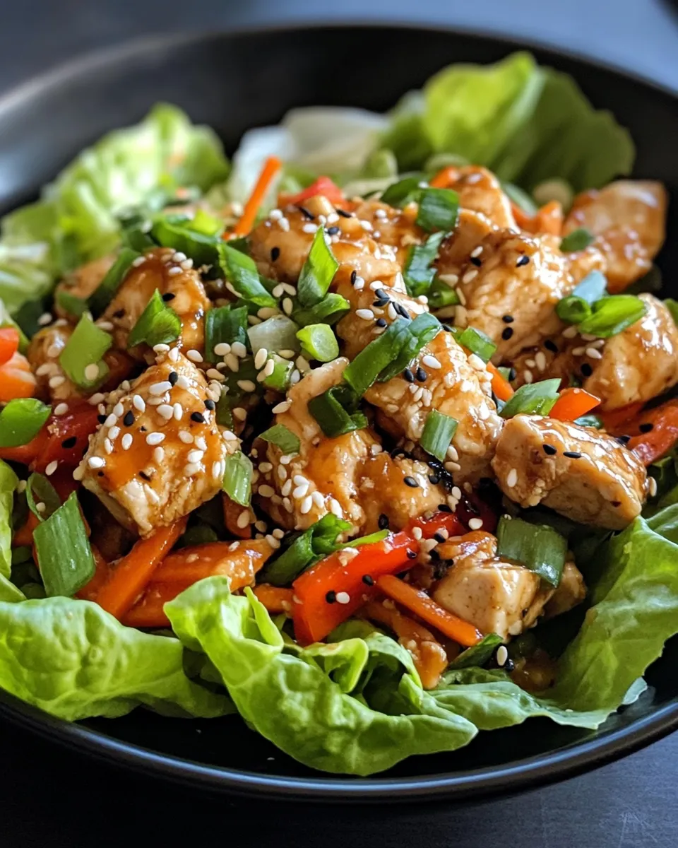 Easy Sesame Peanut Chicken Lettuce Wraps recipe photo