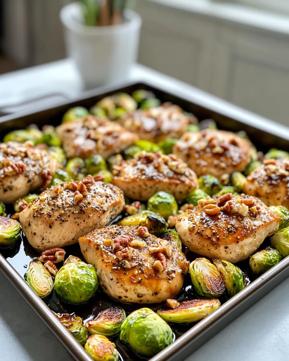 Classic Sheet-Pan Balsamic Chicken and Brussels with Pecans picture