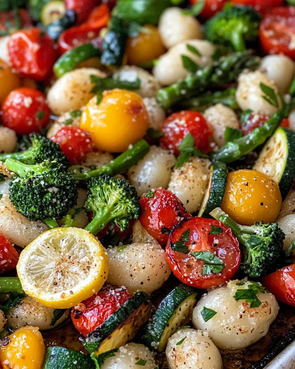Delicious Sheet-Pan Gnocchi Primavera with Lemon-Parmesan Drizzle plate image