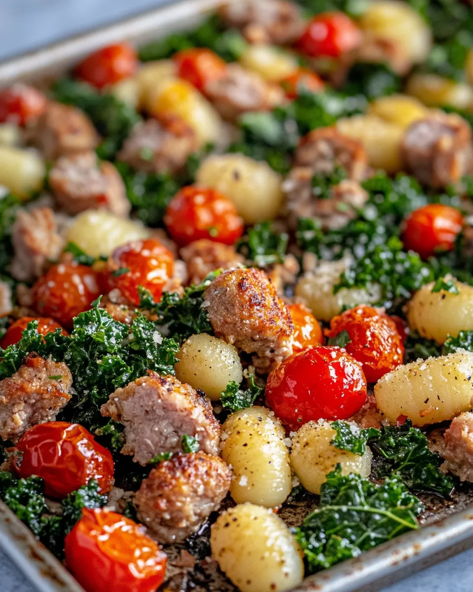 Easy Sheet Pan Gnocchi with Sausage-Style Turkey & Kale dish photo