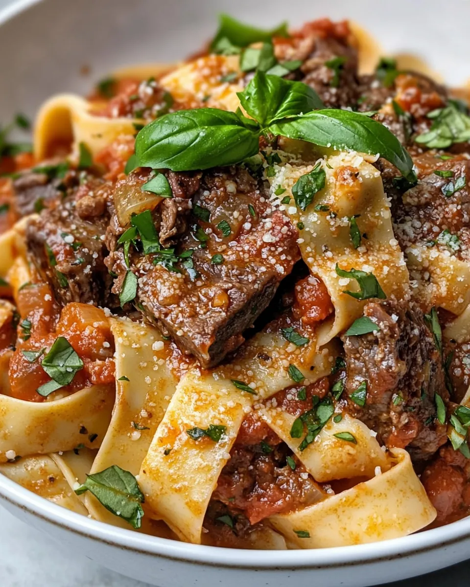 Easy Slow Cooker Short Rib Ragu Pappardelle food shot