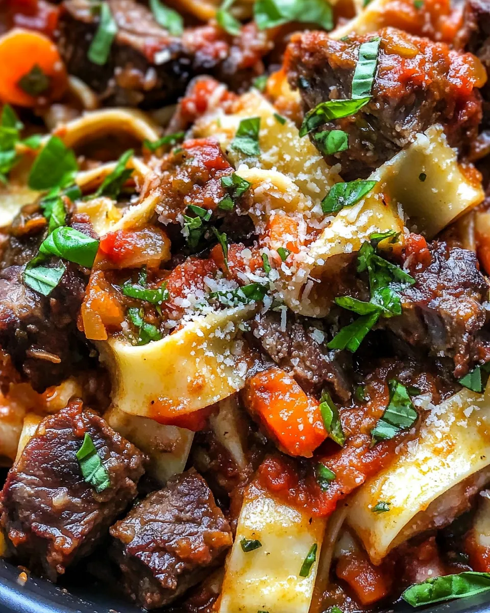 Homemade Slow Cooker Short Rib Ragu Pappardelle plate image