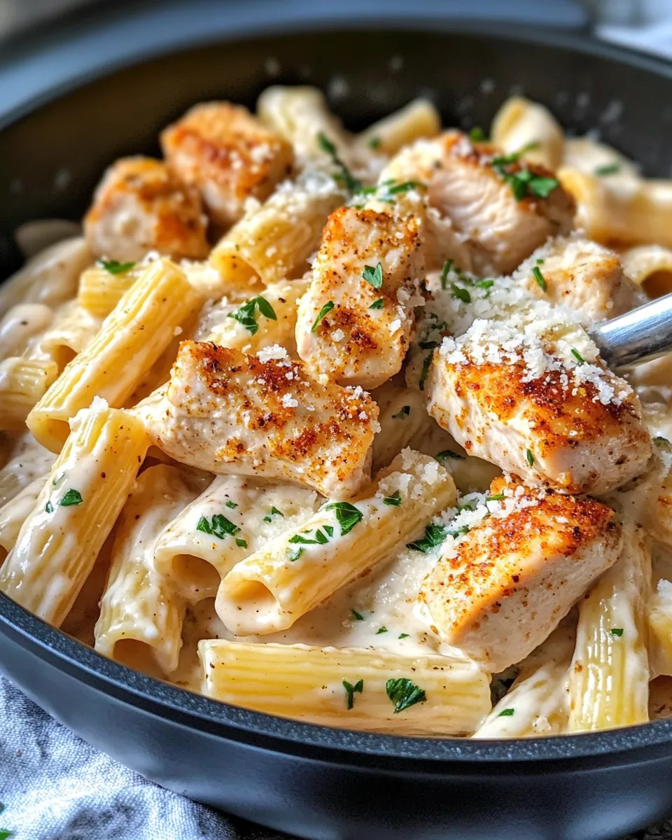 Classic Spicy Cajun Chicken Alfredo Rigatoni dish photo