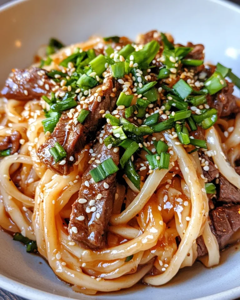 Homemade Sticky Garlic Beef Udon Noodles recipe photo