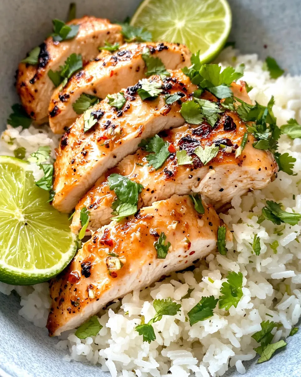 Delicious Sweet Chili Lime Chicken with Cilantro Rice dish photo