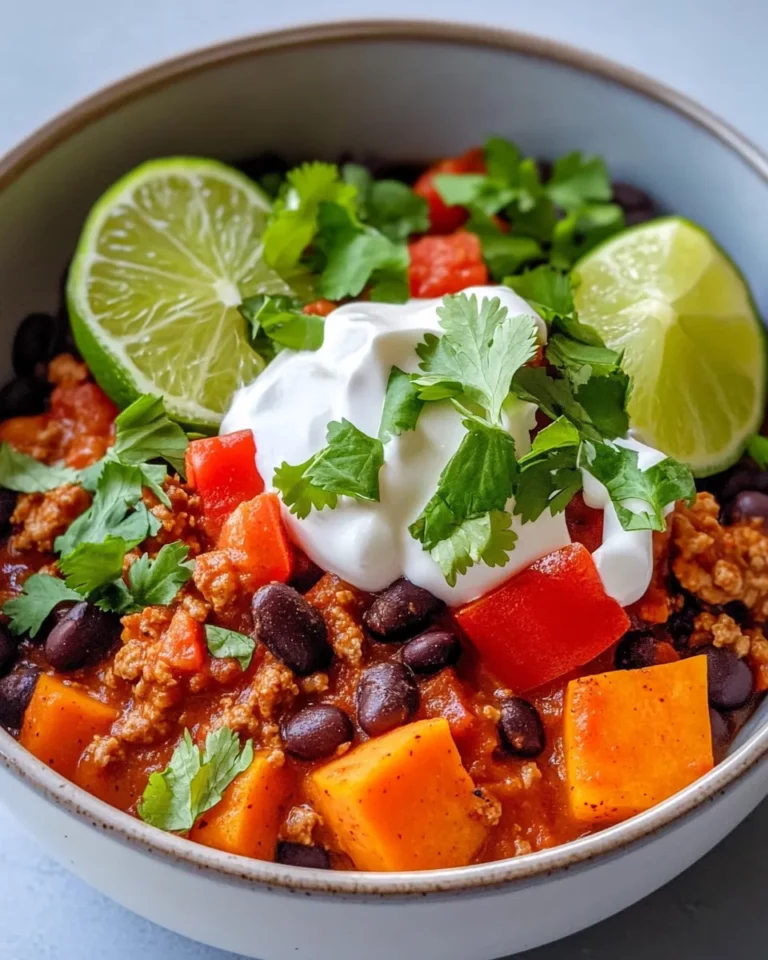 Homemade Sweet Potato Black Bean Chili, Lime Crema recipe photo