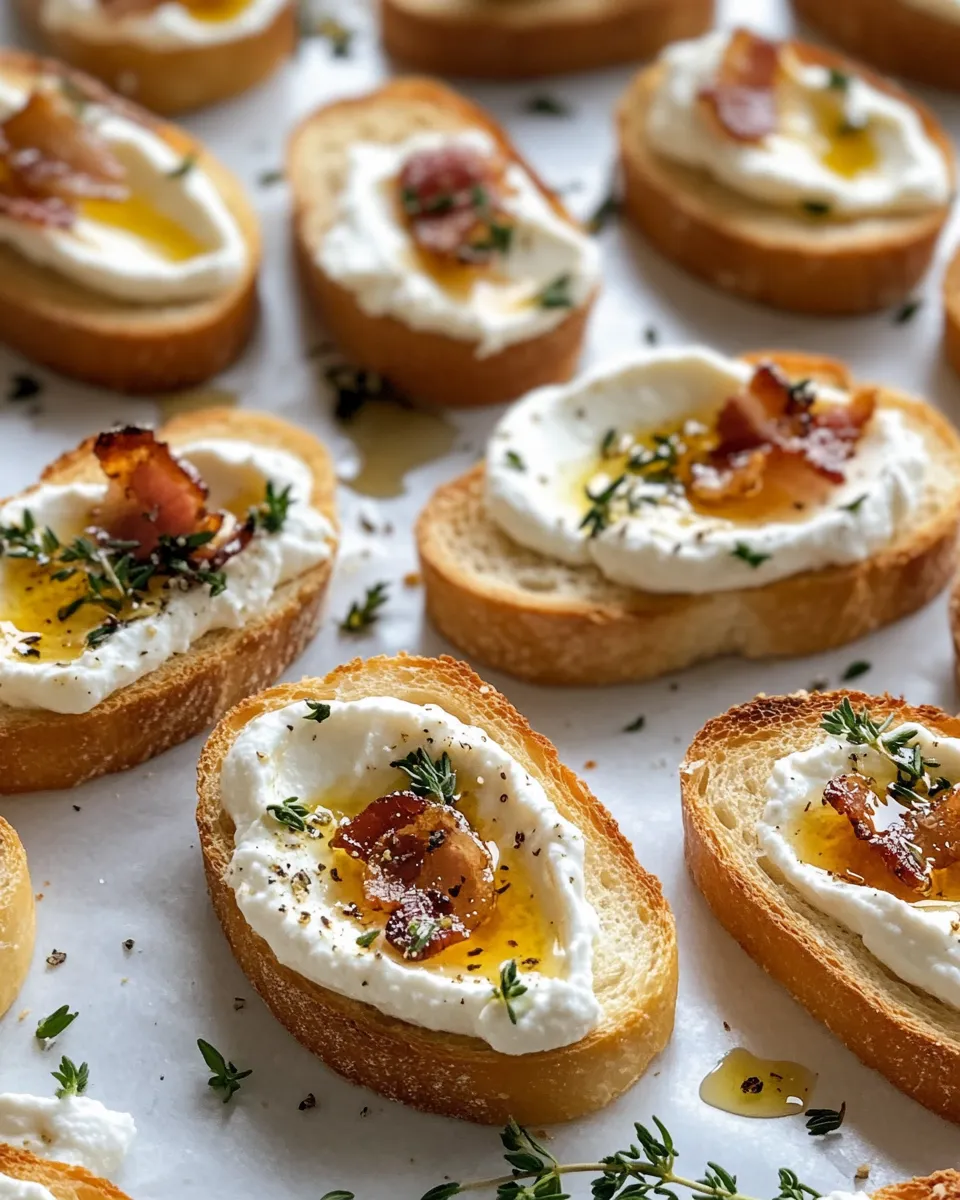 Classic Whipped Ricotta Crostini with Hot Honey & Thyme dish photo