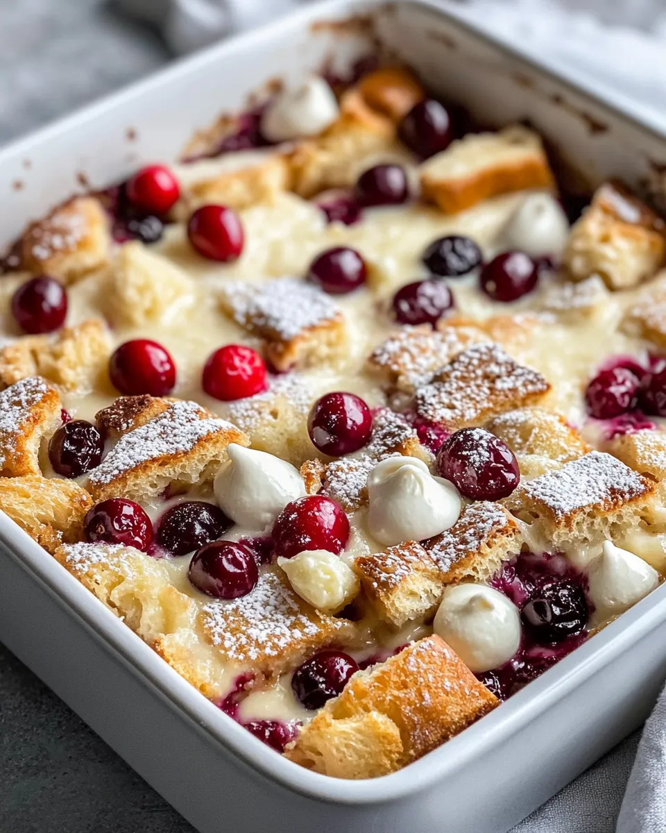 Classic White Chocolate Cranberry Bread Pudding dish photo