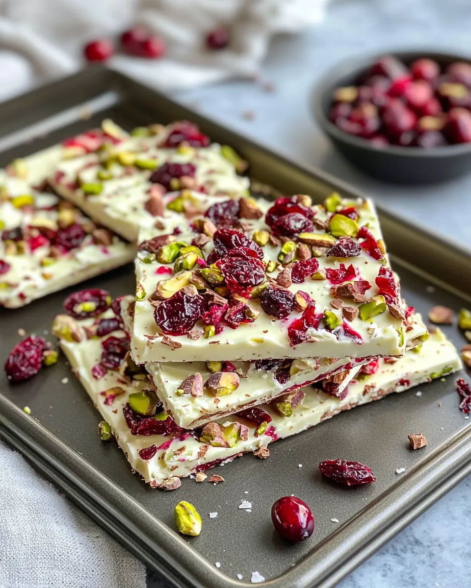 Classic White Chocolate Cranberry Pistachio Bark image