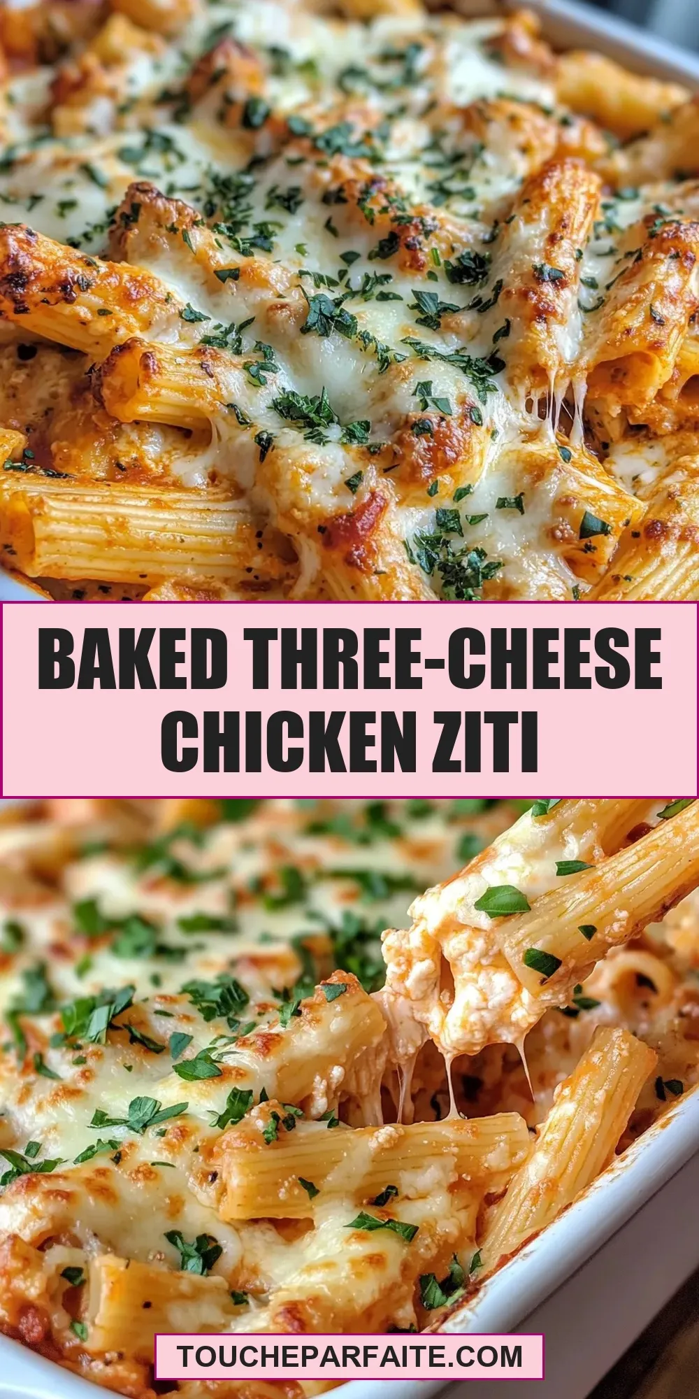 Baked Three-Cheese Chicken Ziti Recipe