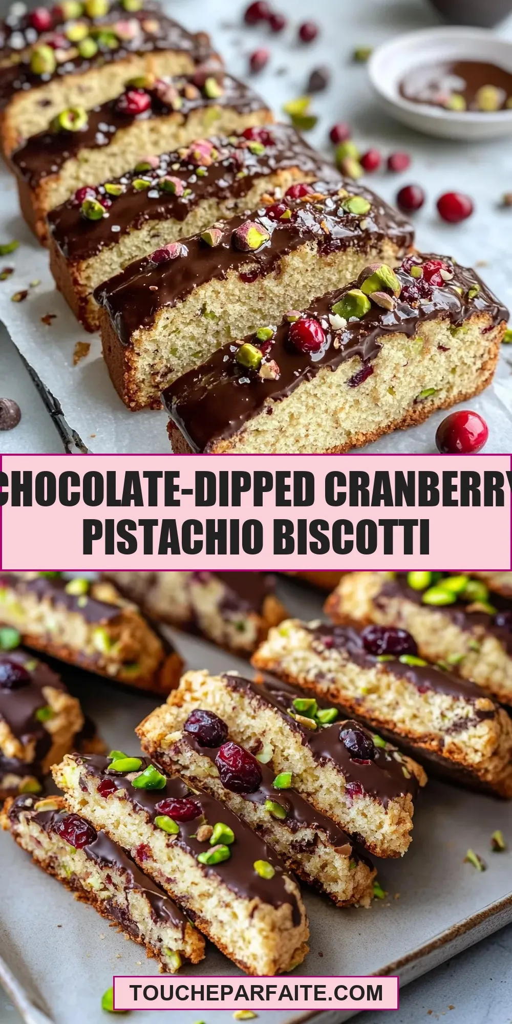 Chocolate-Dipped Cranberry Pistachio Biscotti (Easy & Delicious)