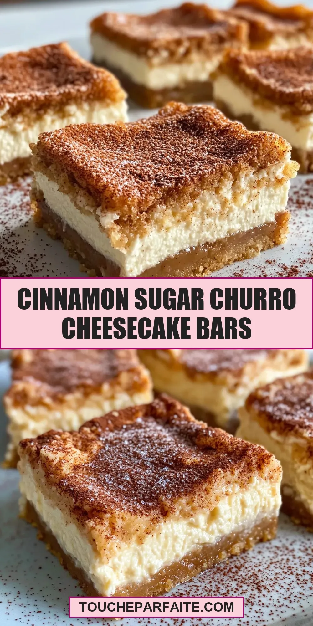 Cinnamon Sugar Churro Cheesecake Bars Recipe