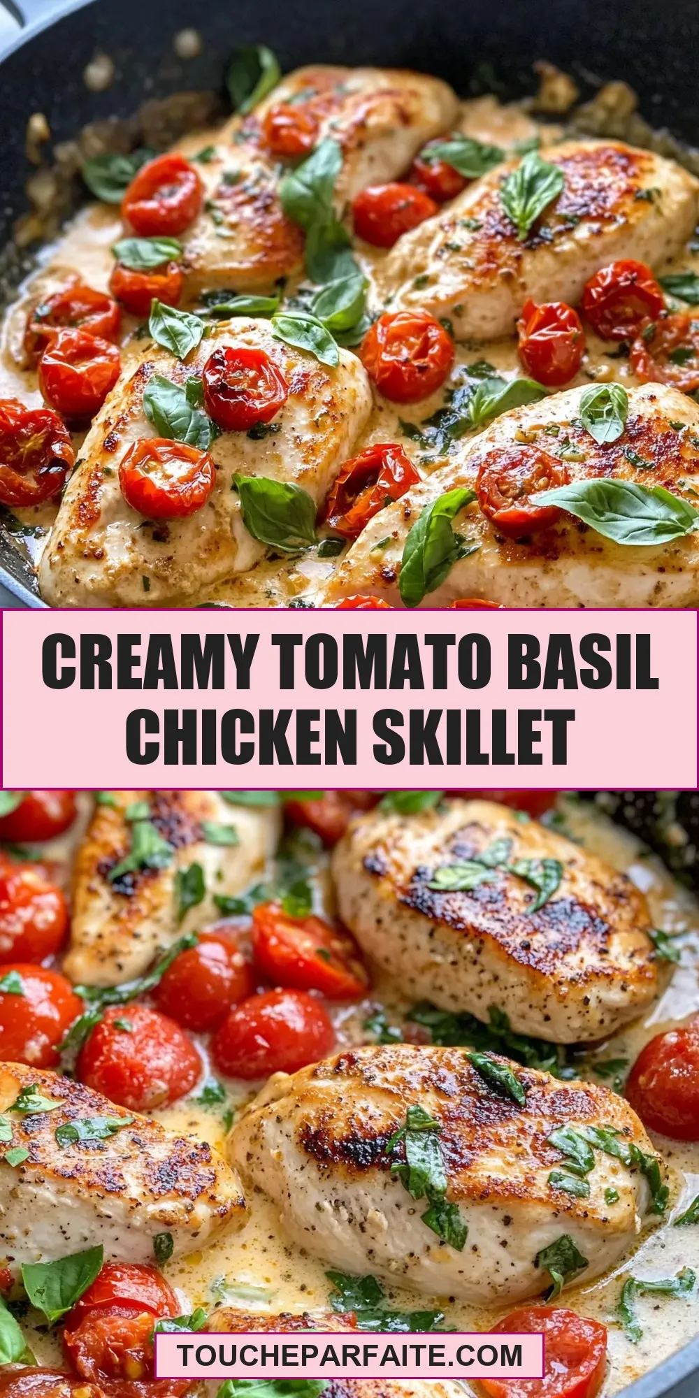 Healthy Creamy Tomato Basil Chicken Skillet