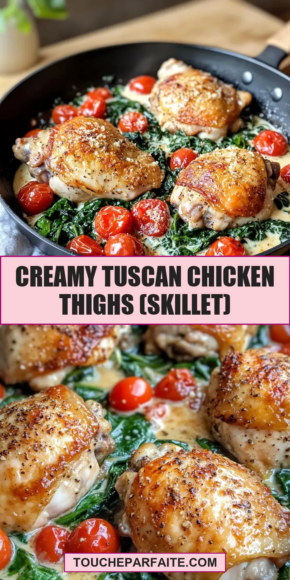 Creamy Tuscan Chicken Thighs (Skillet) Recipe