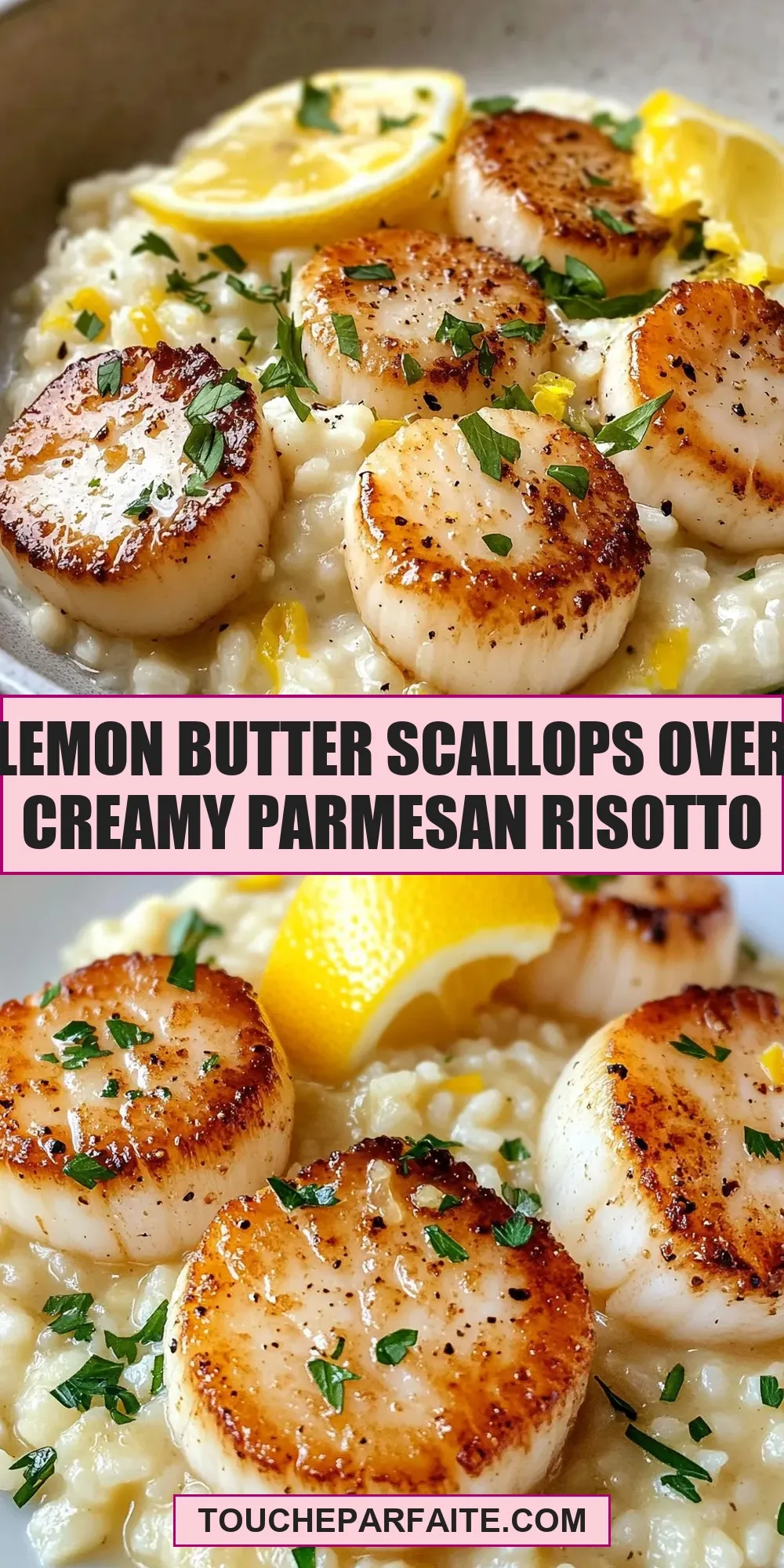 Lemon Butter Scallops Over Creamy Parmesan Risotto (Fresh & Delicious)