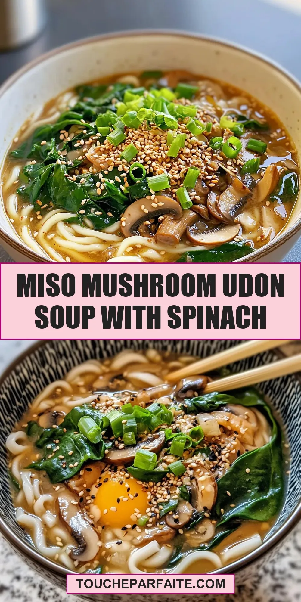 Delicious Miso Mushroom Udon Soup With Spinach