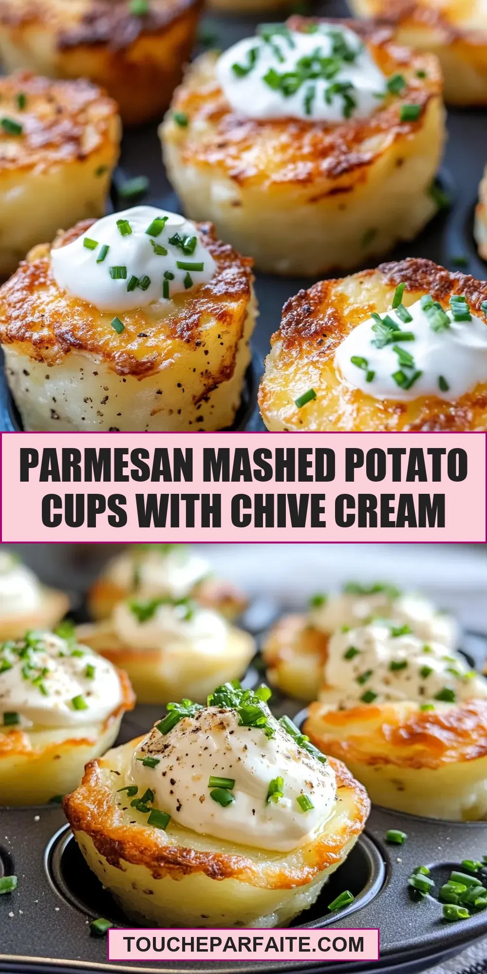 Parmesan Mashed Potato Cups With Chive Cream (Healthy & Delicious)