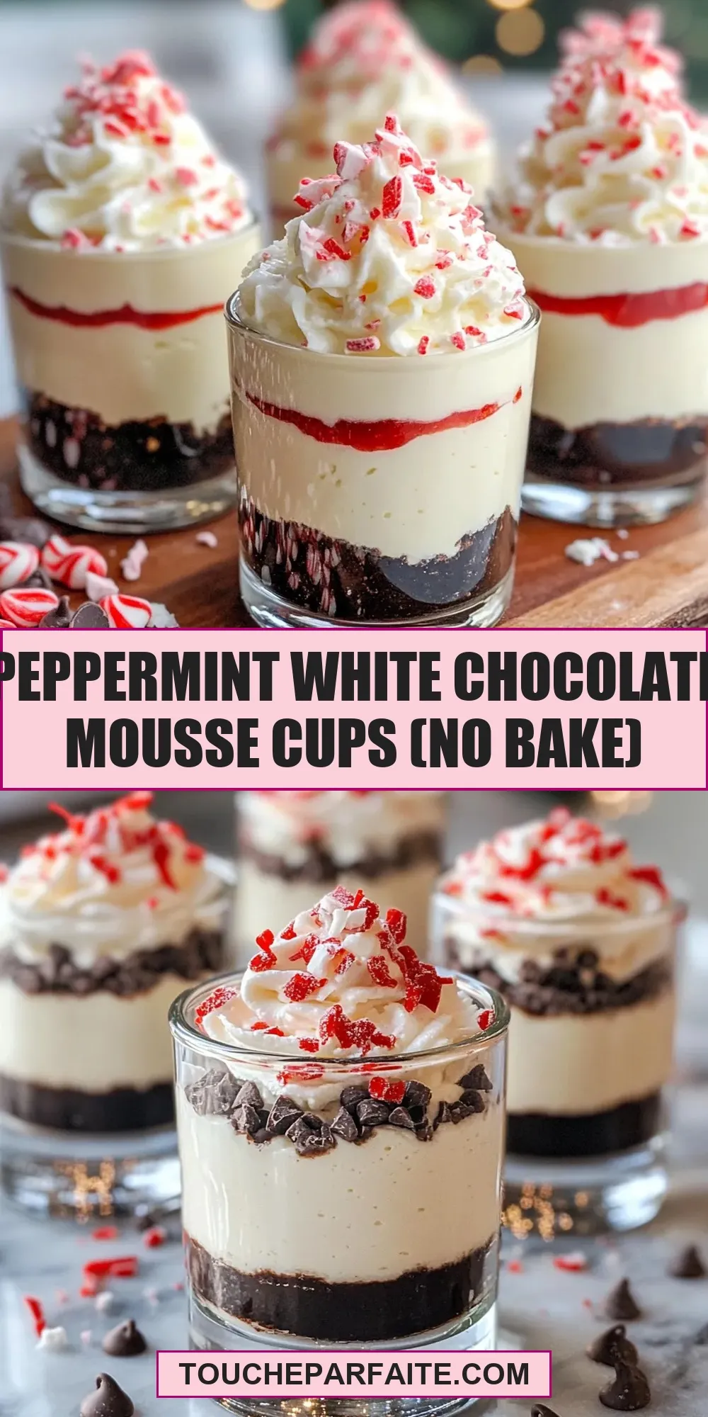 Easy Peppermint White Chocolate Mousse Cups (No Bake) Recipe