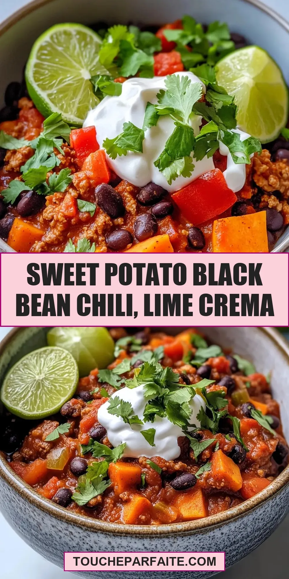 Sweet Potato Black Bean Chili, Lime Crema (Simple & Delicious)