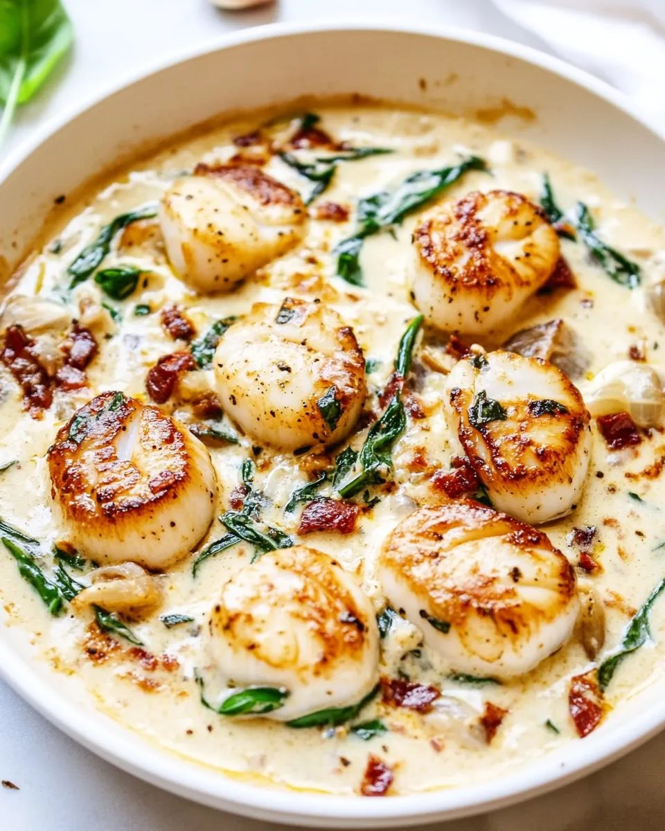 Classic Amazing Creamy Tuscan Garlic Scallops recipe image
