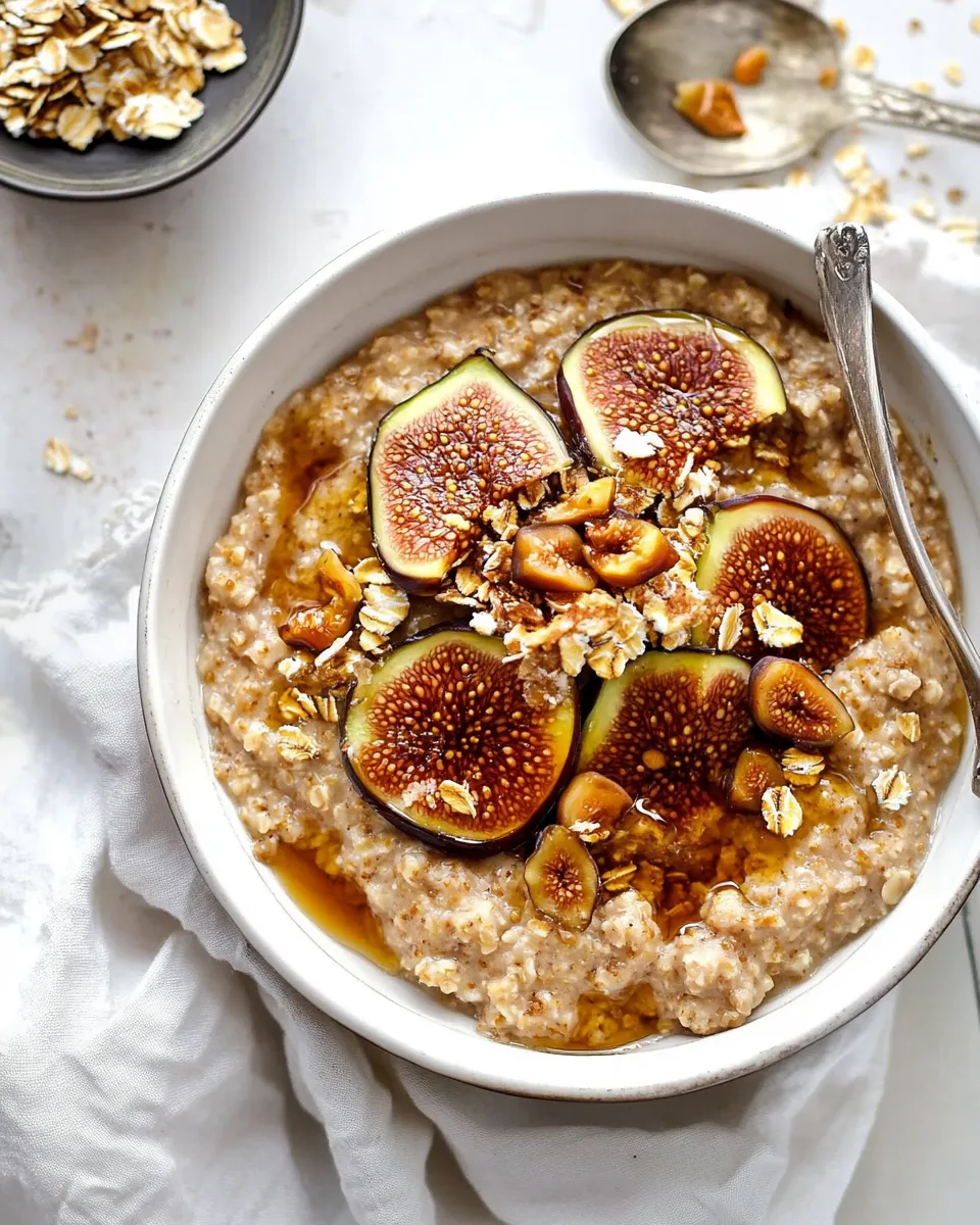 Easy Caramelized Fig Toasted Oatmeal food shot