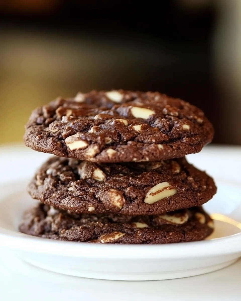 Delicious Chewy Chocolate Almond Cookies food shot