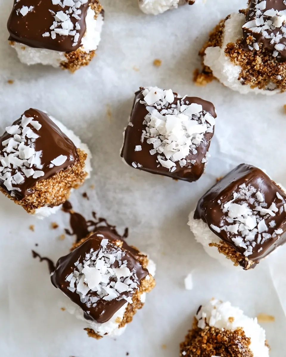 Best Chocolate Covered Coconut Marshmallows. food shot