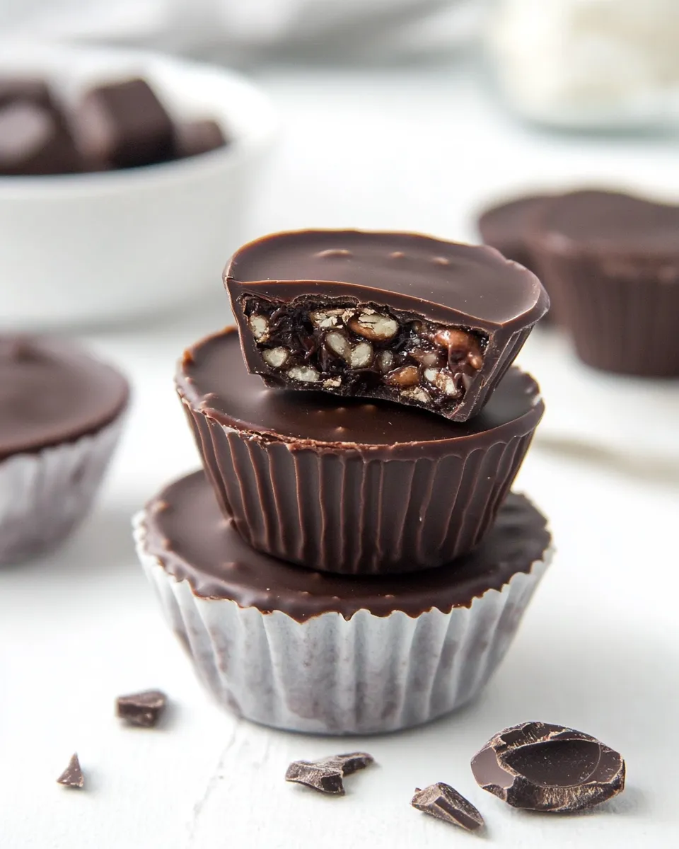 Easy Chocolate Crunch Bar Cups food shot