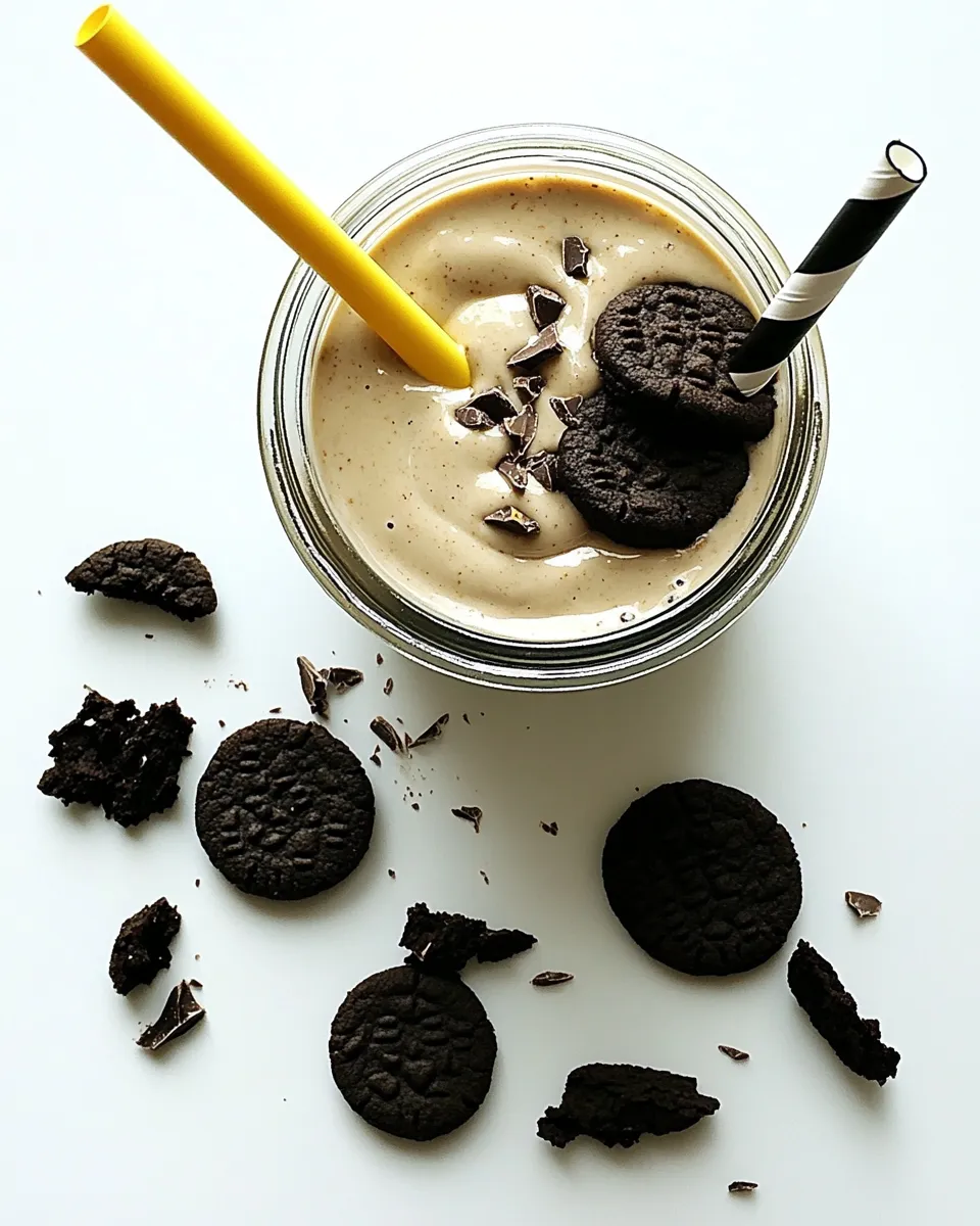 Easy Chocolate Peanut Butter Cookies and Cream Breakfast Shake food shot