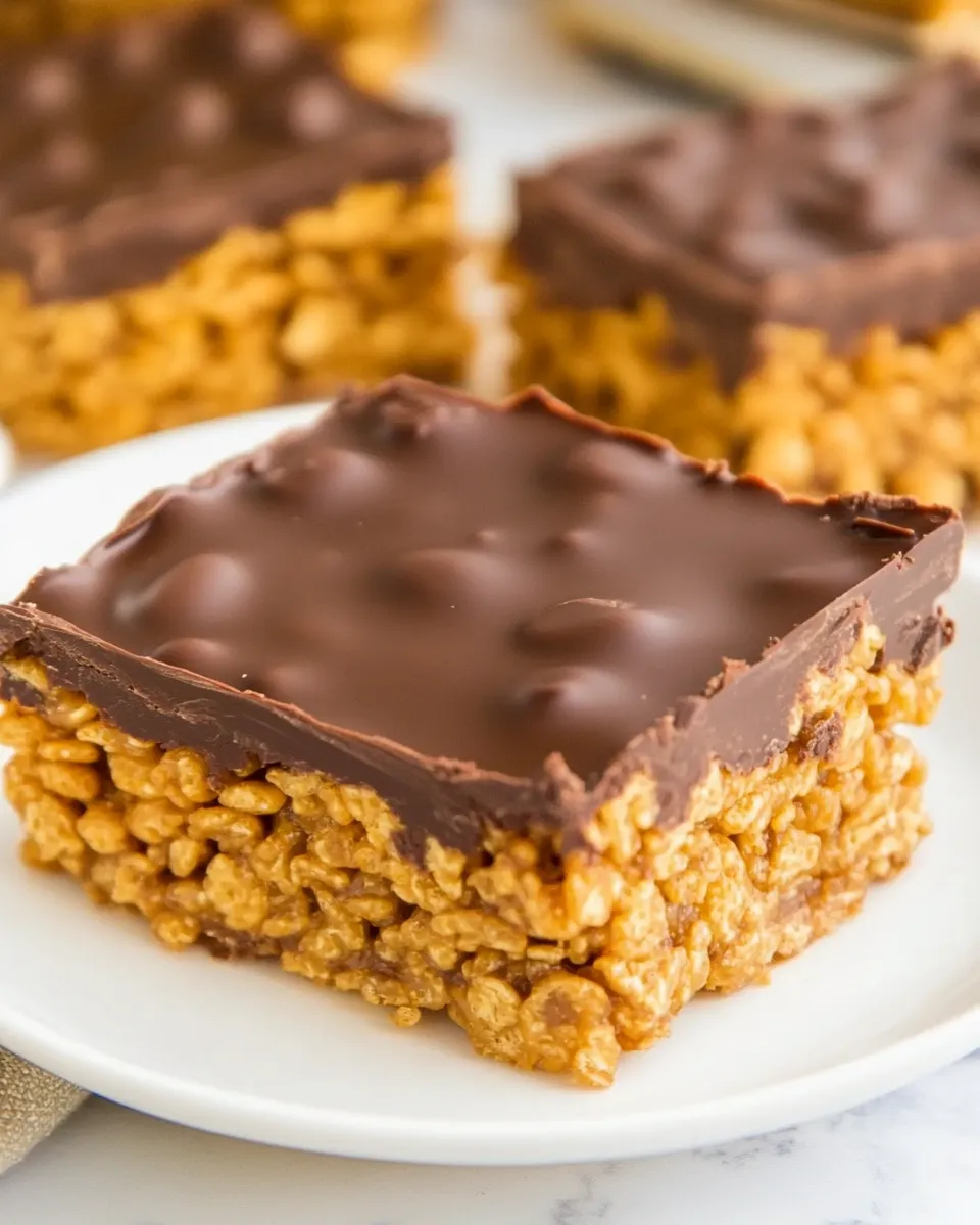 Classic Chocolate Peanut Butter Rice Krispie Treats image