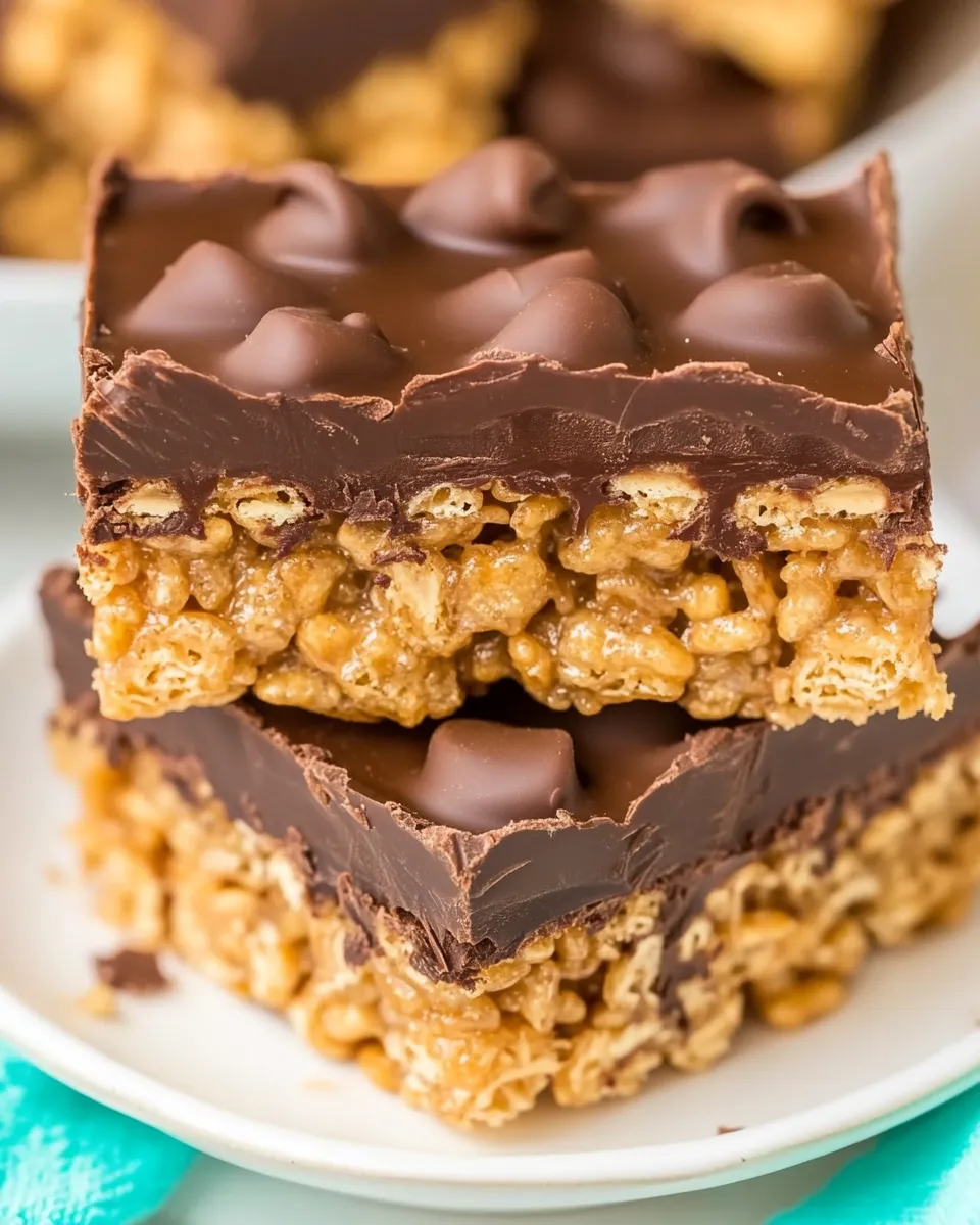 Easy Chocolate Peanut Butter Rice Krispie Treats recipe image