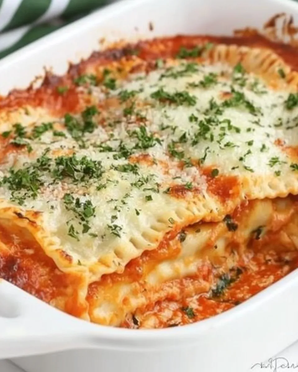 Delicious Easy Cheesy Baked Ravioli (Four Ingredients!) food shot