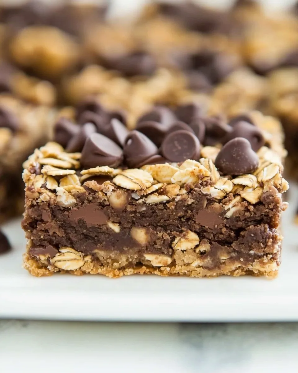 Homemade Fudgy Oatmeal Chocolate Chip Cookie Bars recipe photo