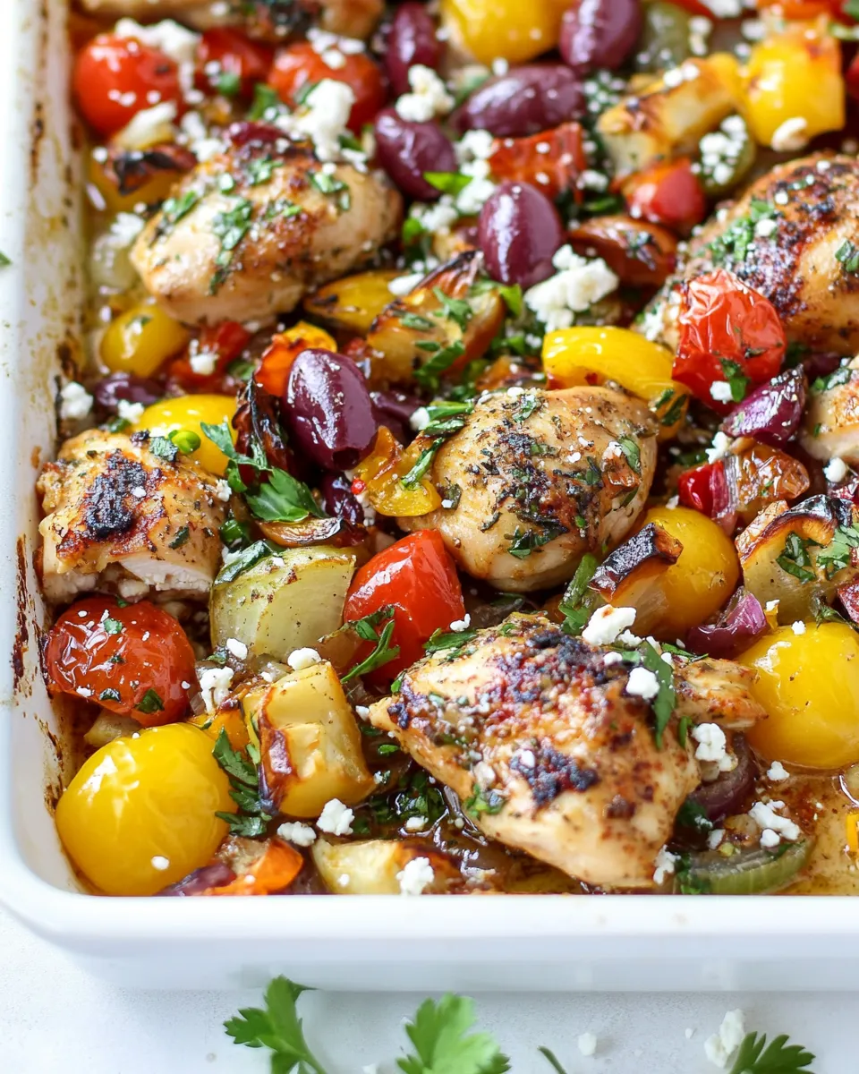 Easy Sheet Pan Greek Chicken Dinner food shot