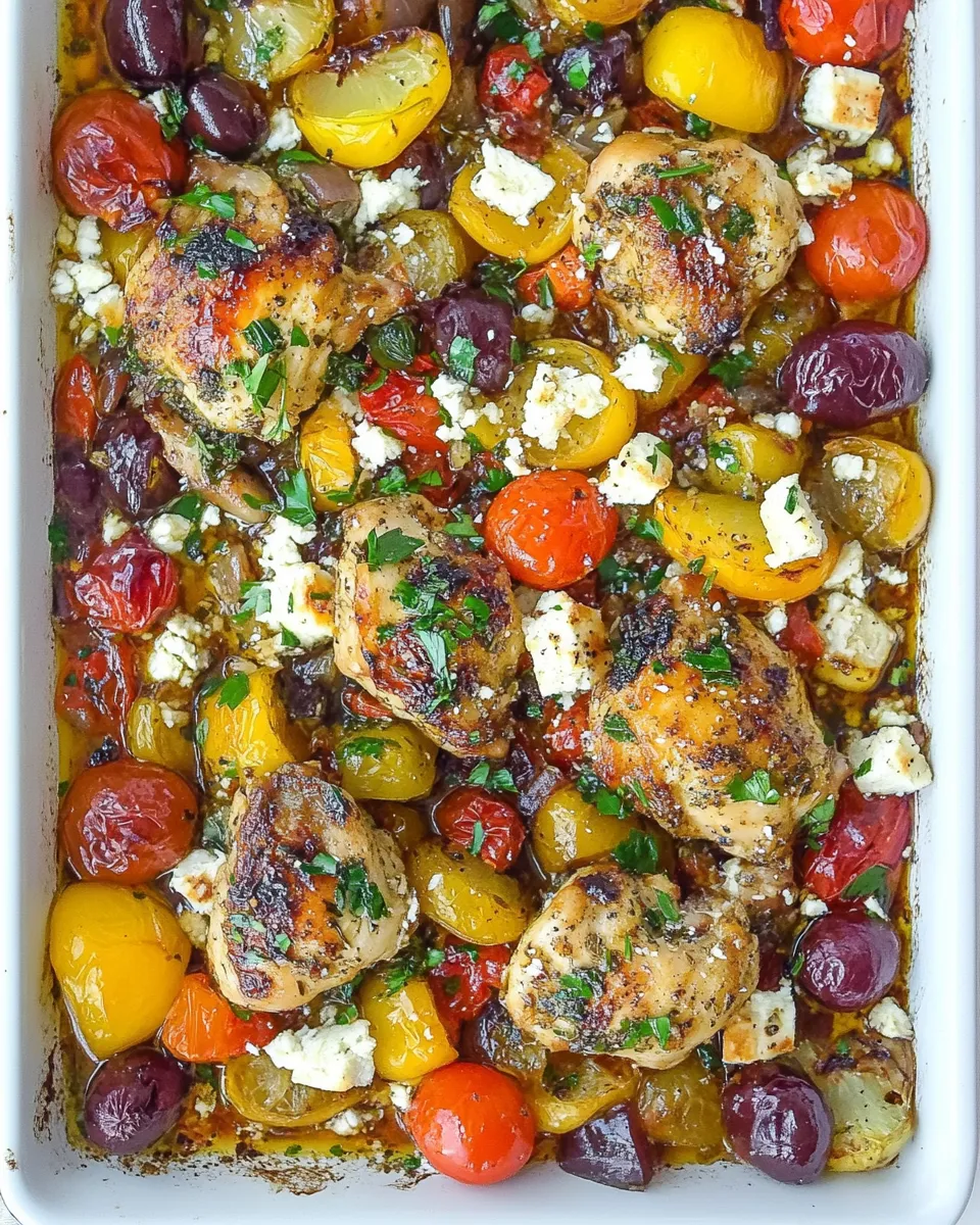 Delicious Sheet Pan Greek Chicken Dinner plate image