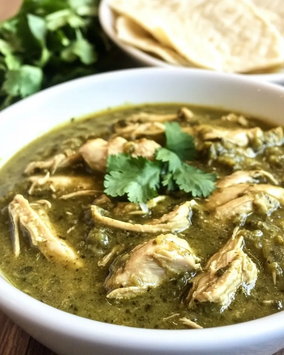Easy Slow Cooker Chicken Chile Verde food shot