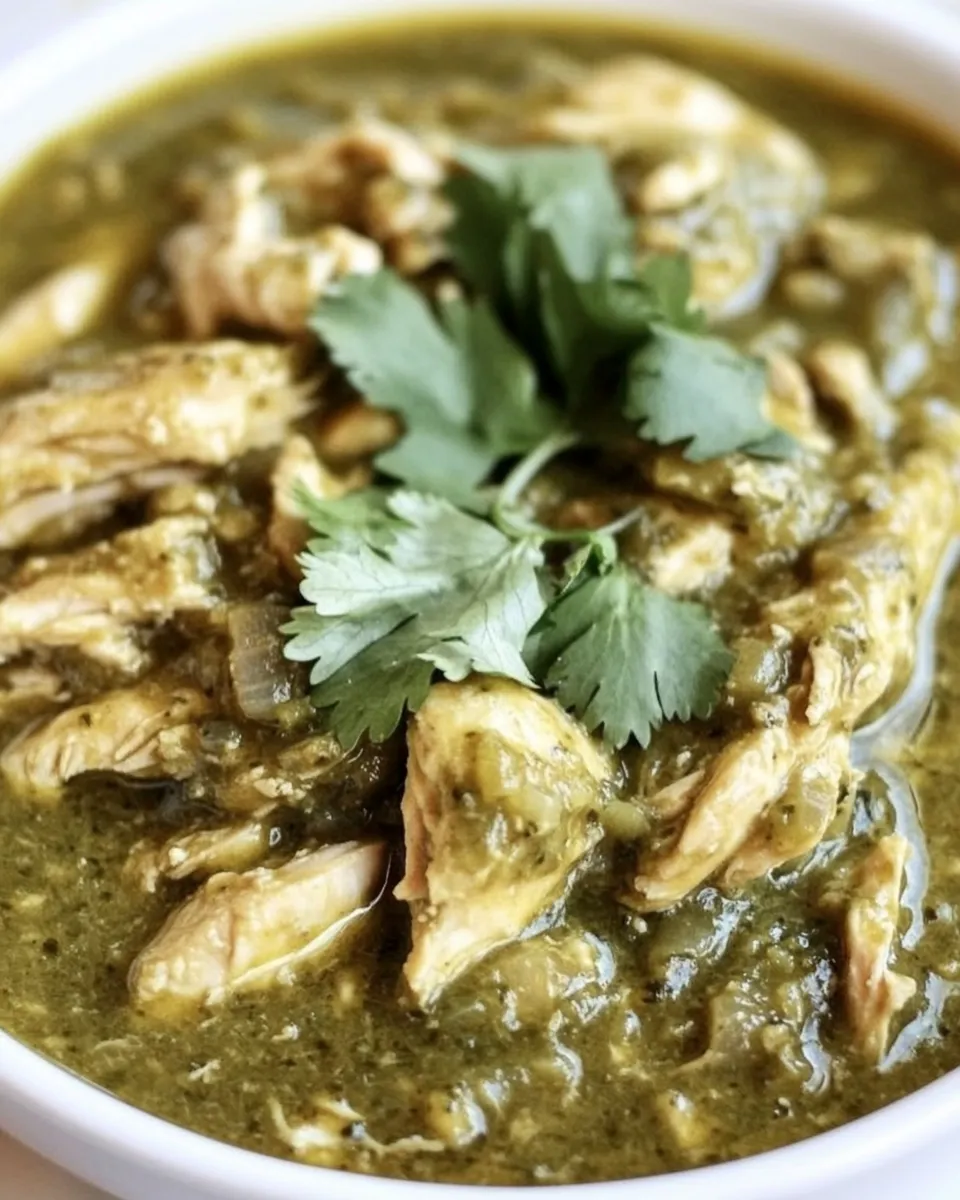 Delicious Slow Cooker Chicken Chile Verde plate image