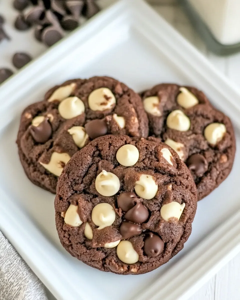 Easy Triple Chocolate Fudge Cookies food shot