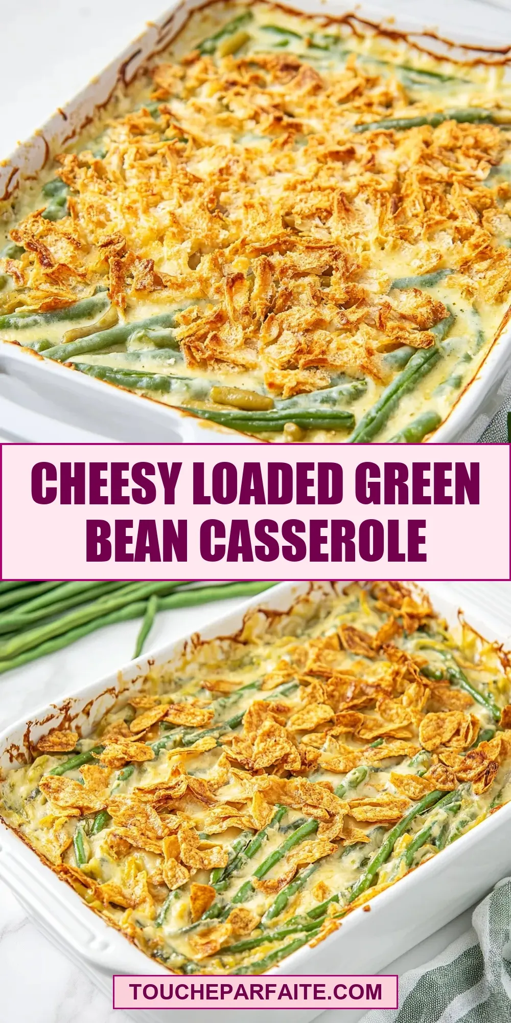 Creamy Cheesy Loaded Green Bean Casserole