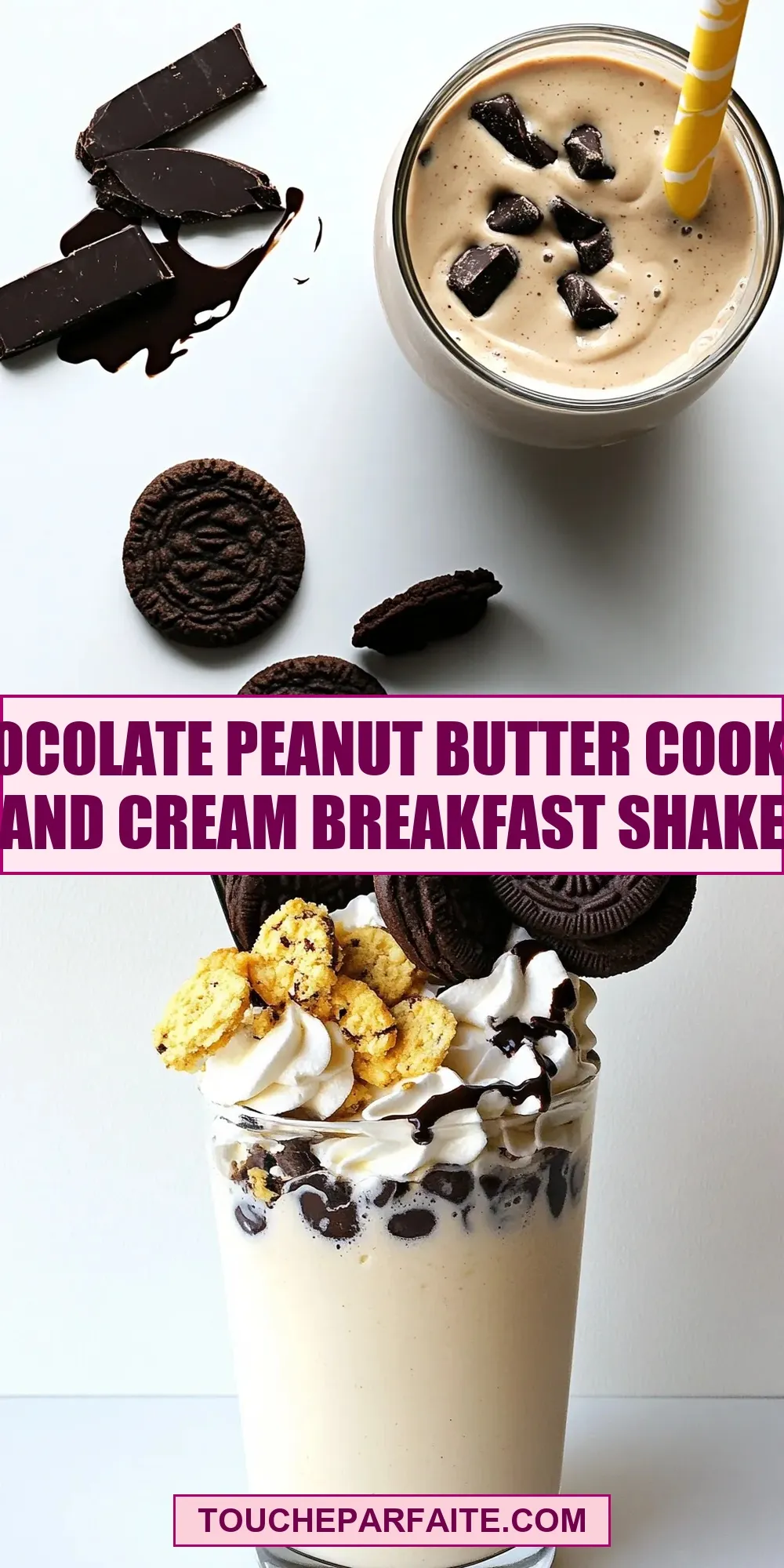 The Best Chocolate Peanut Butter Cookies And Cream Breakfast Shake Ever