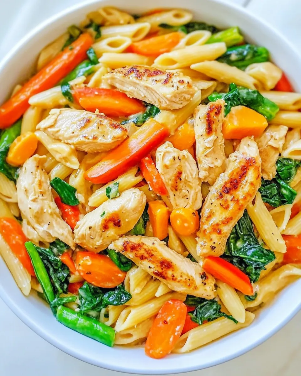 Homemade 15-Minute Cheesy Chicken Pasta and Vegetables recipe photo