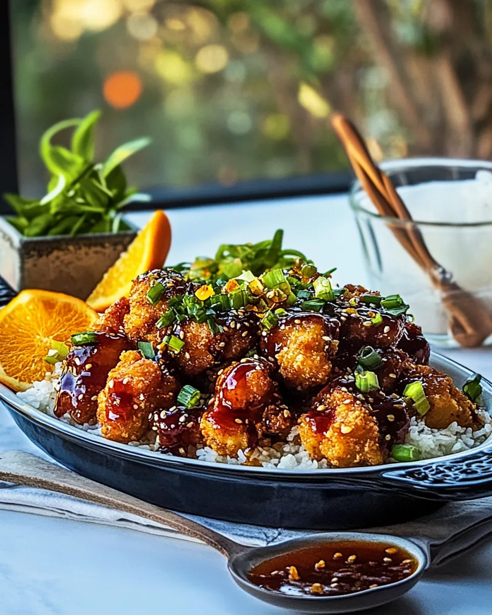 Easy 20 Minute Crispy Orange Garlic Chicken. food shot