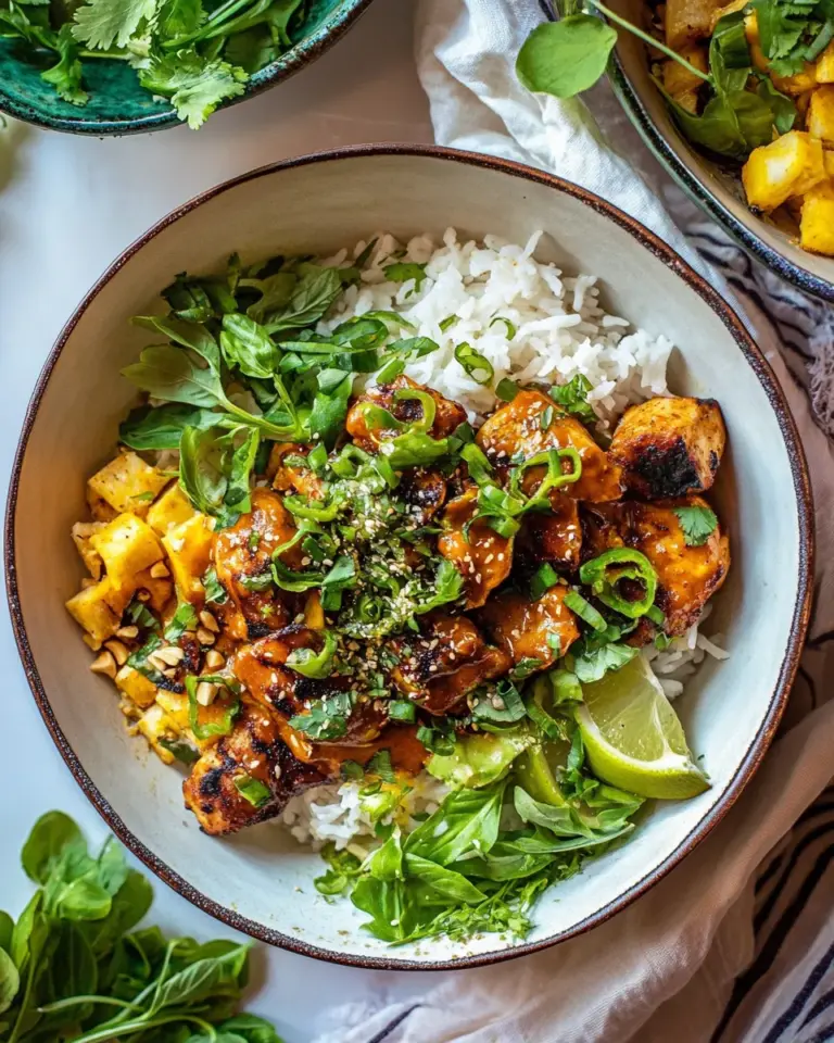 Homemade 30 Minute Ginger Peanut Chicken Bowls. recipe photo