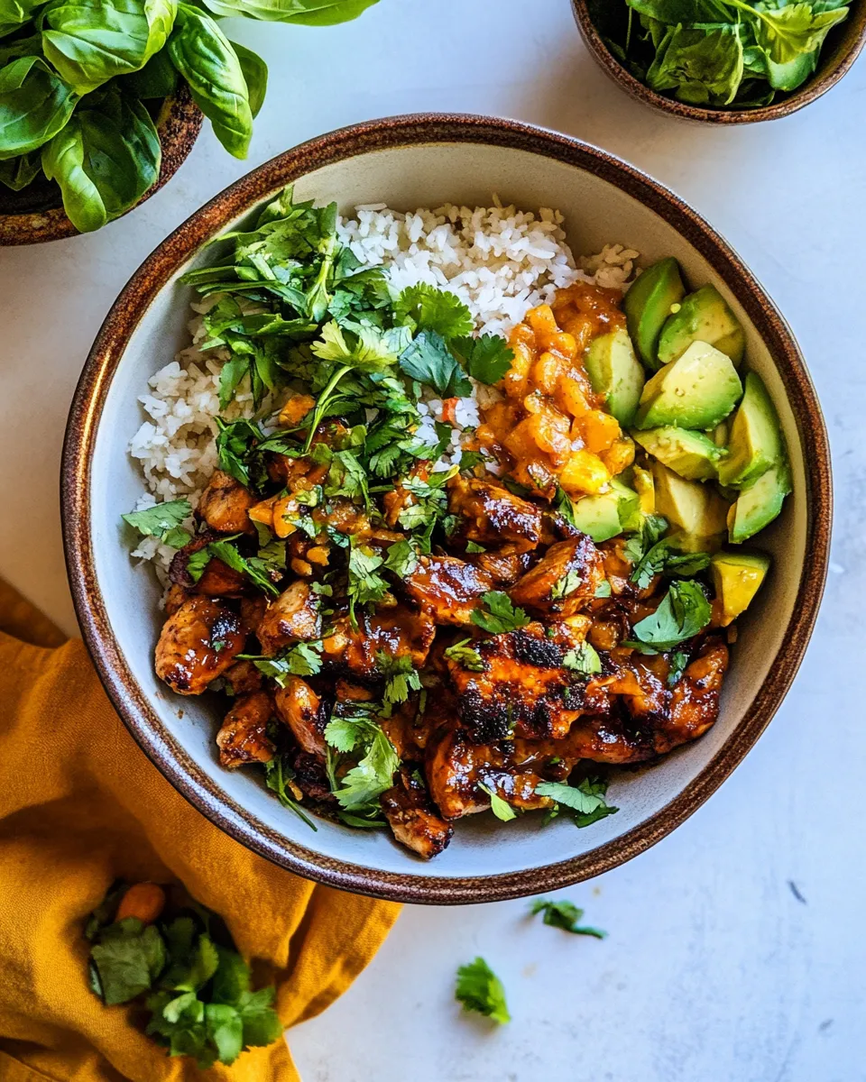 Easy 30 Minute Ginger Peanut Chicken Bowls. dish photo