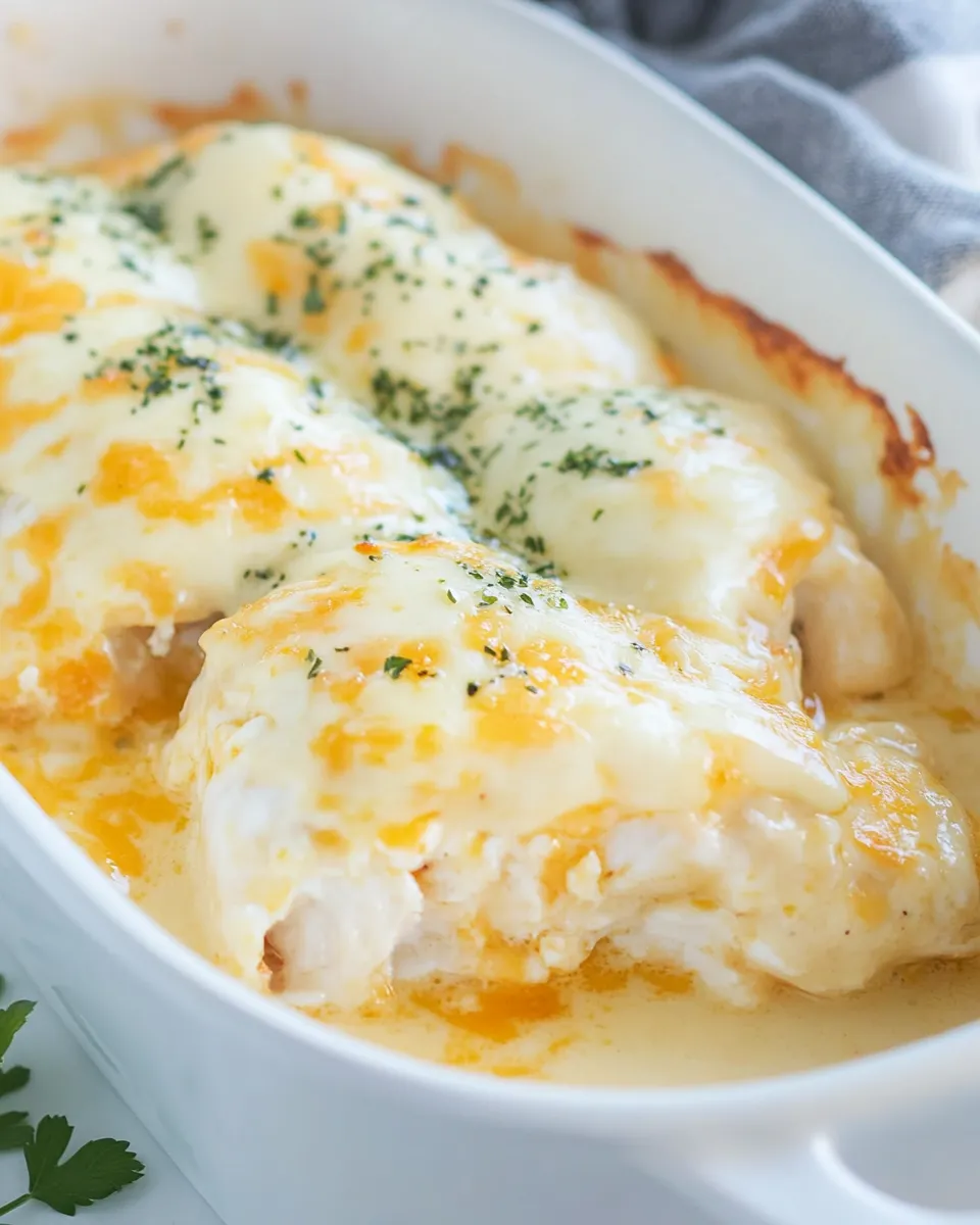 Delicious 3 Cheese Baked Chicken plate image