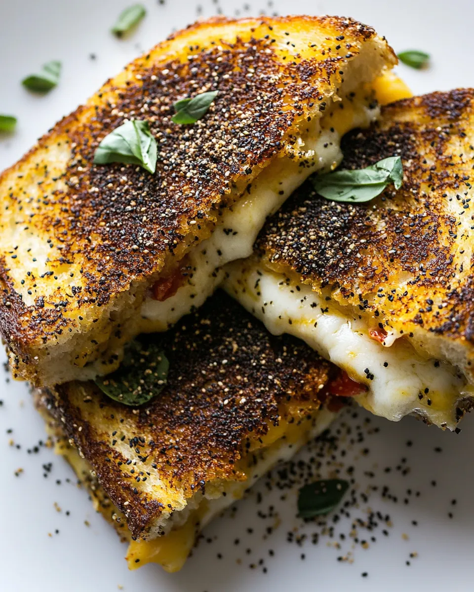 Homemade 3 Cheese Everything Spice Grilled Cheese. recipe photo