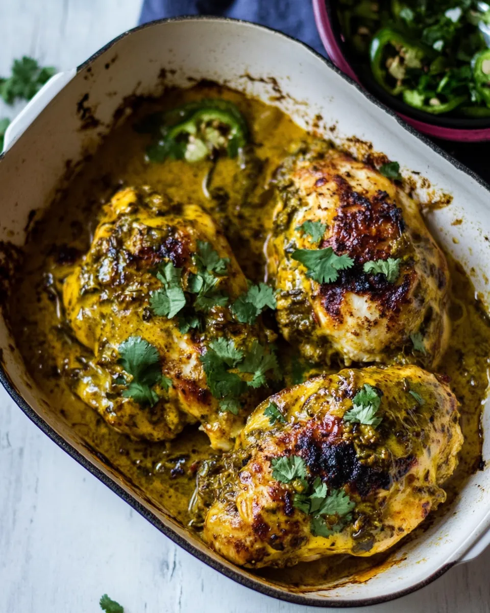 Delicious 8 Ingredient Cheesy Green Chile Chicken. plate image