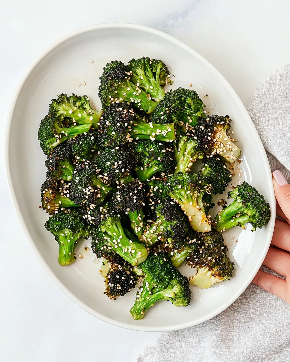 Delicious Air Fryer Broccoli food shot