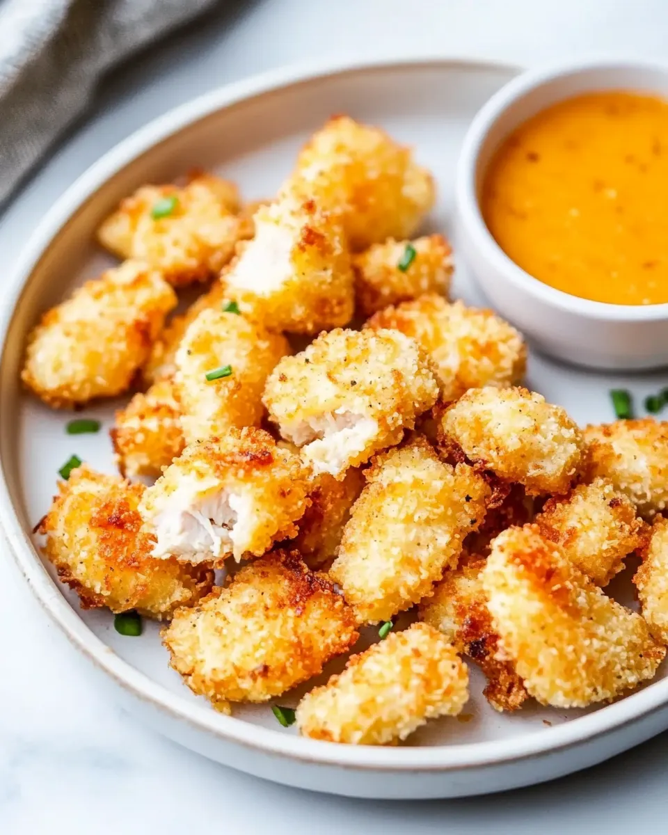 Easy Air Fryer Crispy Chicken Nuggets food shot