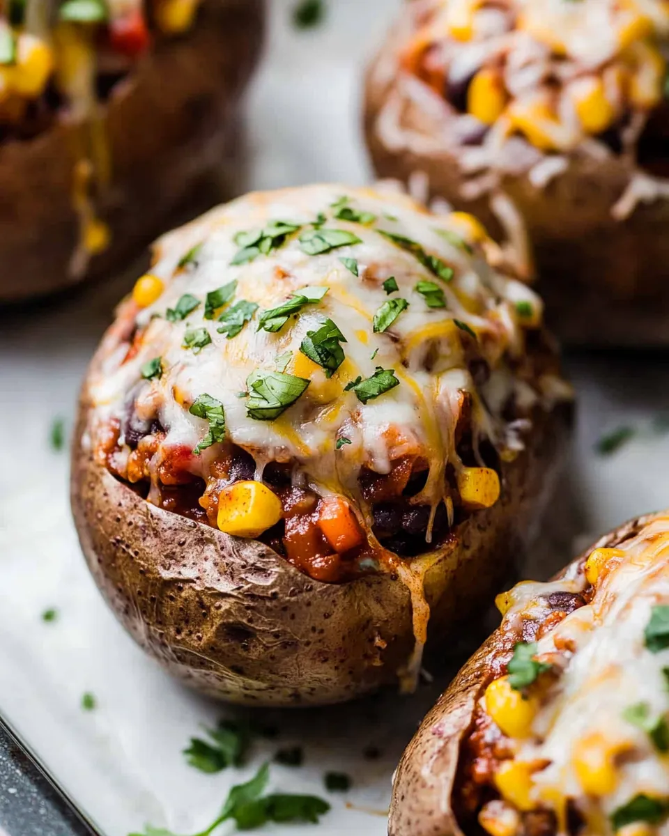 Classic Air Fryer Enchilada Stuffed Baked Potatoes Recipe image